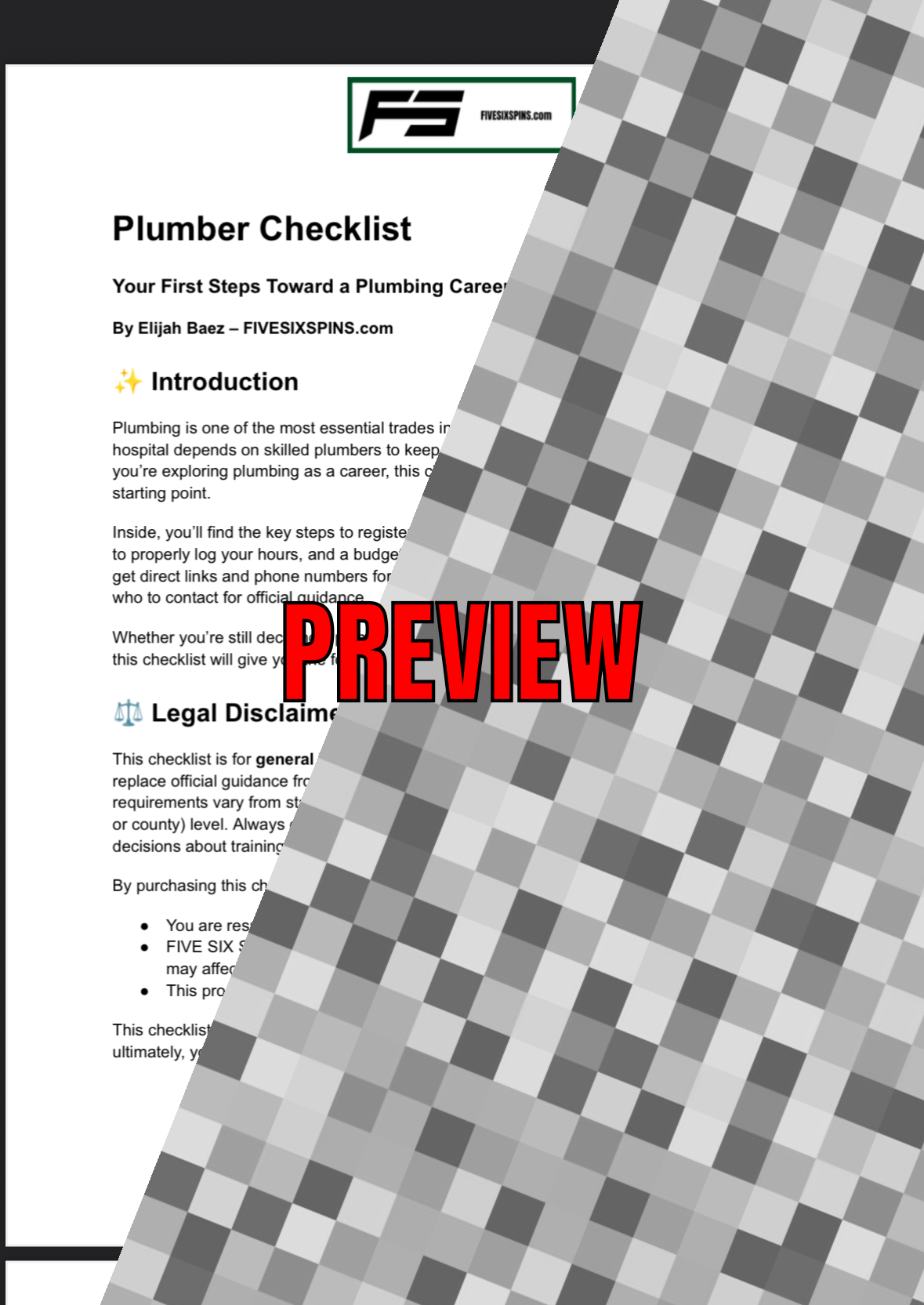 Plumber Checklist