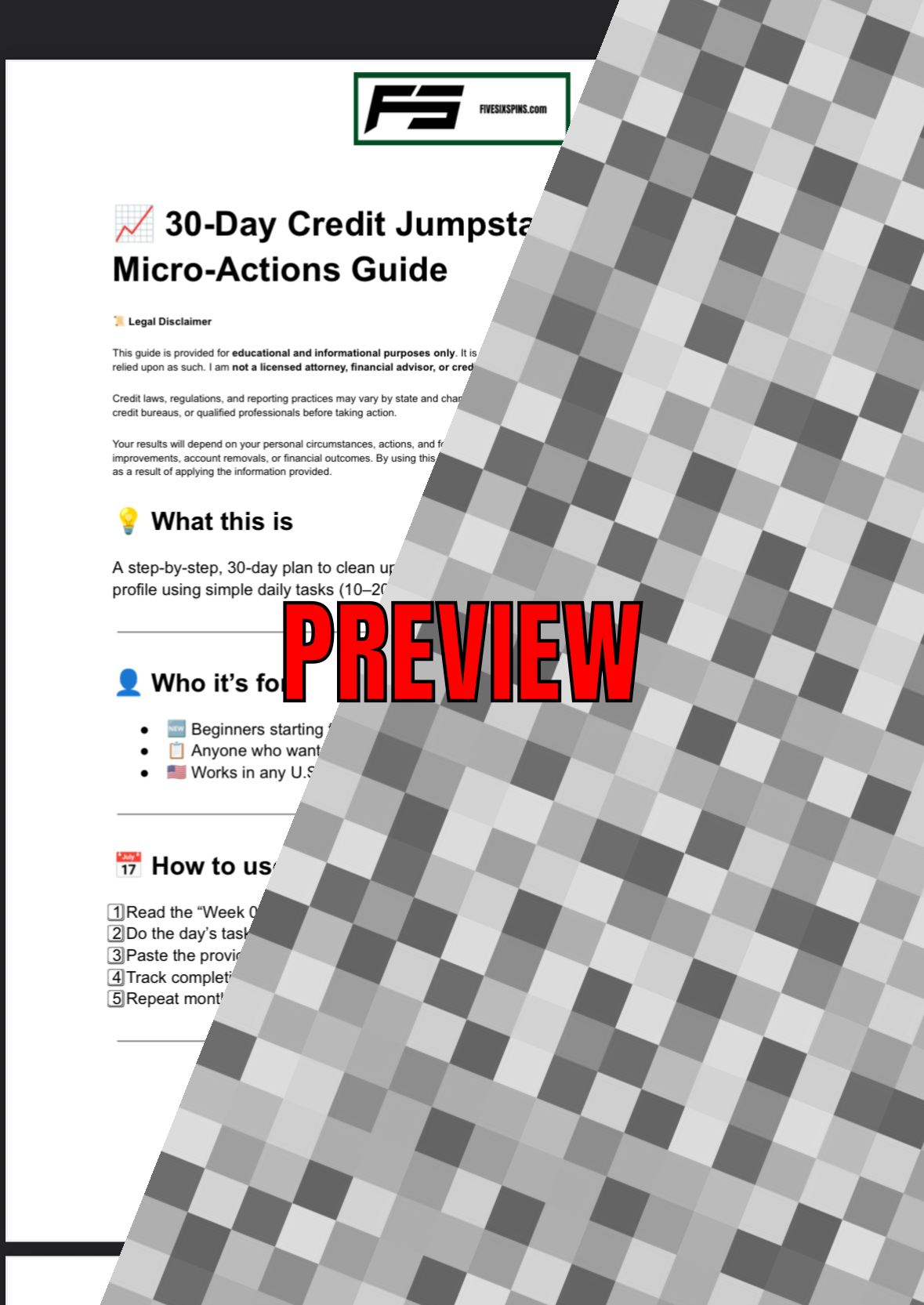 30 Day Credit Jumpstart: Daily Micro Actions Guide
