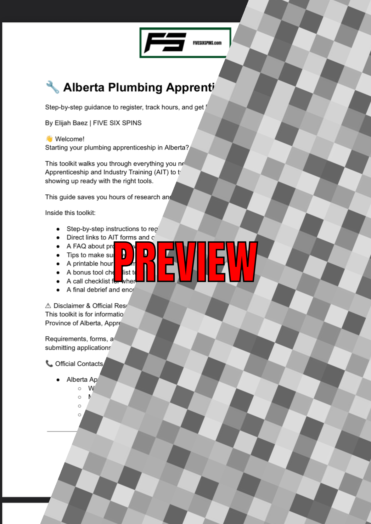 Alberta Plumbing Apprentice Starter Toolkit