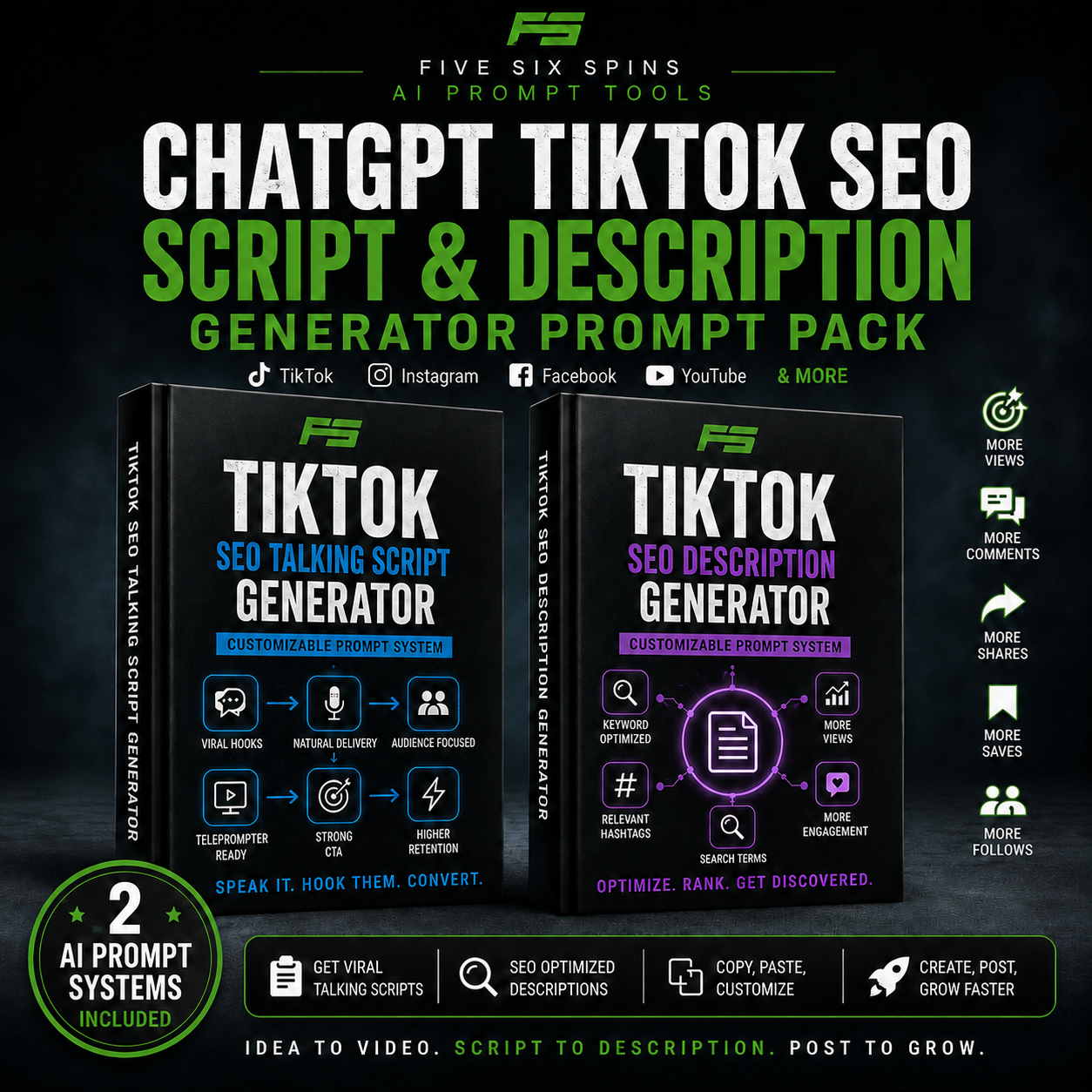 ChatGPT TikTok SEO Script & Description Generator Prompt Pack